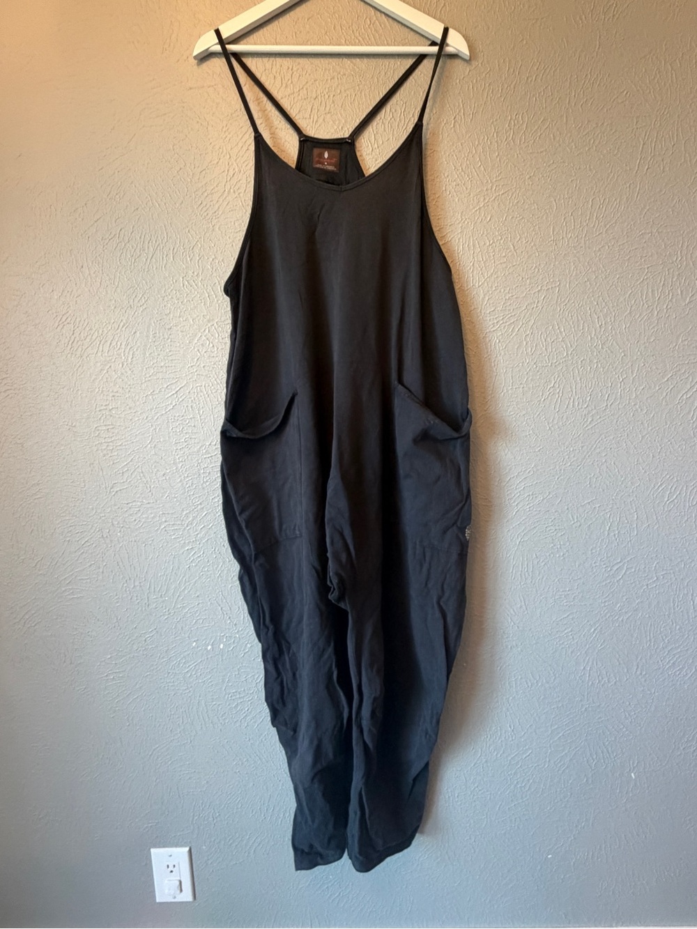 FP Movement by Free People Black Relaxed Strappy Jumpsuit with Pockets